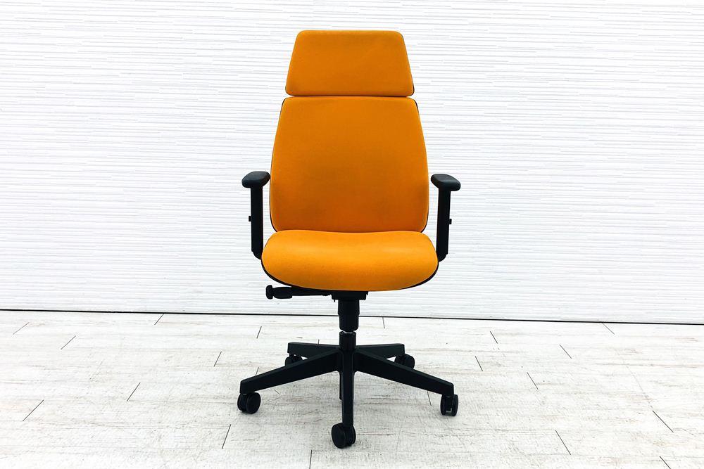 ユーチェア 中古 プラス PLUS Uチェア ハイバック 上下可動肘 中古オフィス家具 オレンジの画像