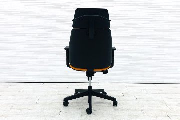 ユーチェア 中古 プラス PLUS Uチェア ハイバック 上下可動肘 中古オフィス家具 オレンジの画像
