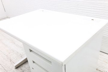 イナバ 片袖机 幅1000 中古 片袖デスク事務机 中古オフィス家具 ホワイト 1000/700/700の画像