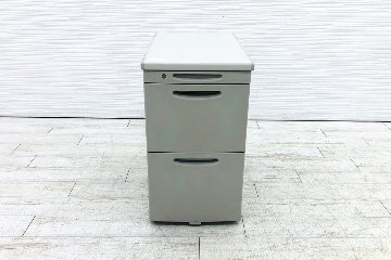 オカムラ SDシリーズ 3段袖机 脇机 中古 キャビネット 中古オフィス家具 シリンダー錠 グレー 400/700/700 高奥700用の画像