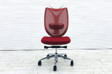 サブリナチェア 中古 オカムラ サブリナ Sabrina 2016年製 ハイバック メッシュ 中古オフィス家具 中古オフィスチェア C833BW-FSY9 レッドの画像