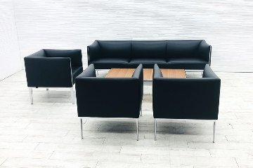 【応接セット5点】 ウィルクハーン アシエンタ 中古 本革 Wilkhahn Asienta 応接ソファー 中古オフィス家具 863/5 定価500万の画像