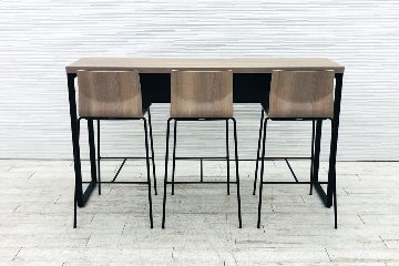 【4点セット】 オカムラ アルトピアッツァ スイープチェア ハイテーブル ハイチェア 中古オフィス家具 1800/450/1000の画像