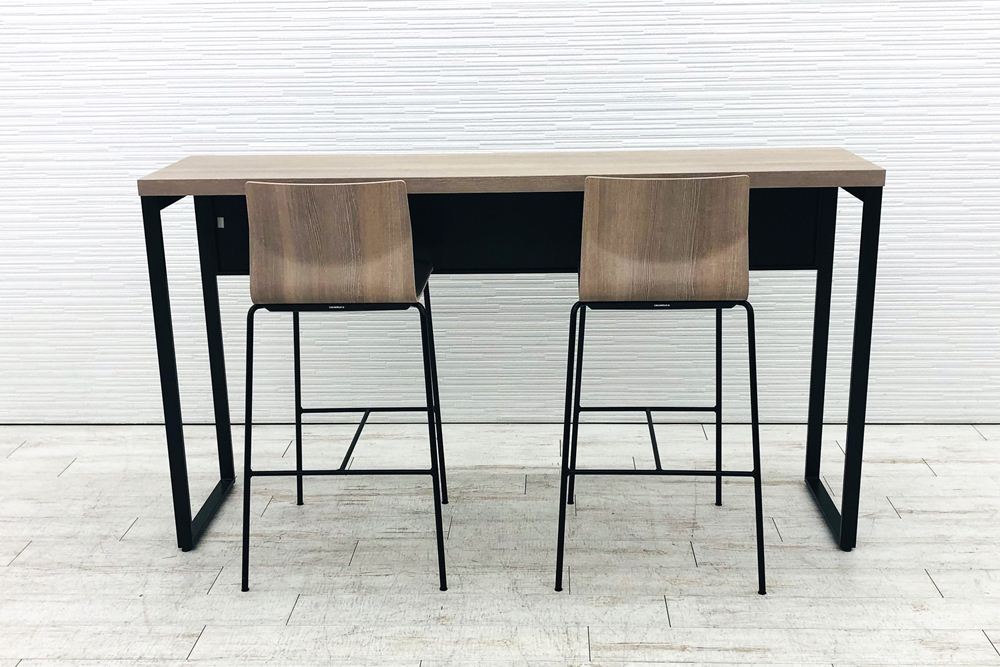 【3点セット】 オカムラ アルトピアッツァ スイープチェア ハイテーブル ハイチェア 中古オフィス家具 1800/450/1000の画像