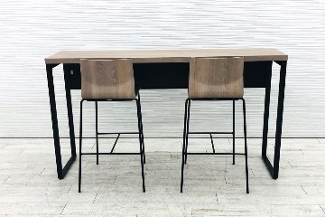 【3点セット】 オカムラ アルトピアッツァ スイープチェア ハイテーブル ハイチェア 中古オフィス家具 1800/450/1000の画像