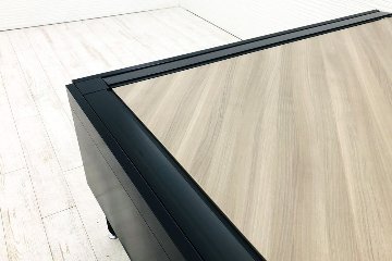 オカムラ プリシード L型デスク 中古 3段ワゴン付き エグゼクティブデスク 高級デスク 中古オフィス家具 左ラウンド プライズウッドライトの画像
