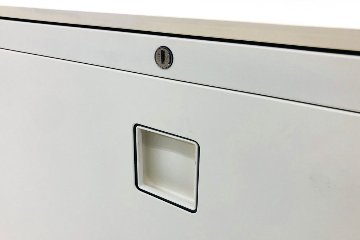 ラテラル書庫 2段ラテラル 中古 オカムラ レクトライン 中古書庫 ホワイト キャビネット 中古オフィス家具 白天板 900/450/780の画像