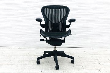 アーロンチェア 中古 Bサイズ ライト ハーマンミラー ポスチャーフィット Aeron Chairs Herman Miller 中古オフィス家具 肘ダイヤルの画像