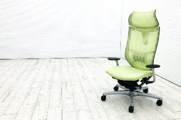 オカムラ アトラスチェア 中古 アトラス OKAMURA Atlas 座クッション 中古オフィス家具 ピスタチオグリーンの画像