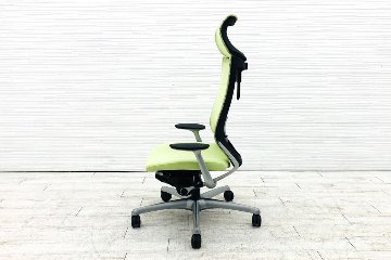 オカムラ アトラスチェア 中古 アトラス OKAMURA Atlas 座クッション 中古オフィス家具 ピスタチオグリーンの画像