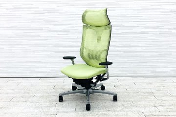 オカムラ アトラスチェア 中古 アトラス OKAMURA Atlas 座クッション 中古オフィス家具 ピスタチオグリーンの画像