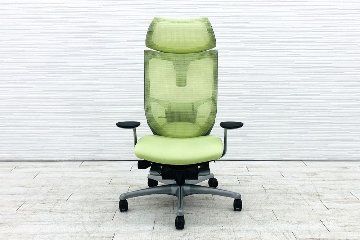 オカムラ アトラスチェア 中古 アトラス OKAMURA Atlas 座クッション 中古オフィス家具 ピスタチオグリーンの画像
