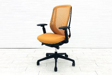 オカムラ シルフィーチェア 中古 ハイバック 可動肘 OKAMURA Sylphy 中古オフィス家具 オレンジの画像