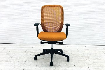 オカムラ シルフィーチェア 中古 ハイバック 可動肘 OKAMURA Sylphy 中古オフィス家具 オレンジの画像