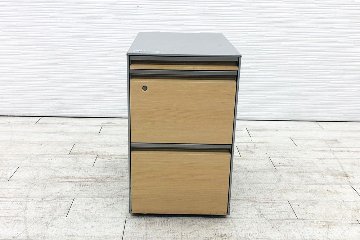 オカムラ プロステージクレスト 中古 袖机 PROSTAGE CREST 3段ワゴン 中古オフィス家具 390/579/640 シリンダー錠の画像