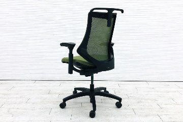 イトーキ エフチェア 2019年製 中古オフィスチェア クッション 可動肘 事務椅子 ITOKI 中古オフィス家具 KG-170JBH-T1Q2 アイビーグリーンの画像