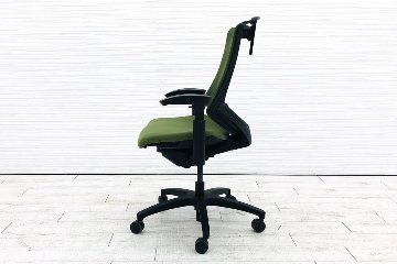イトーキ エフチェア 2019年製 中古オフィスチェア クッション 可動肘 事務椅子 ITOKI 中古オフィス家具 KG-170JBH-T1Q2 アイビーグリーンの画像