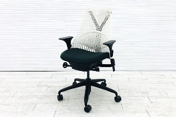 ハーマンミラー セイルチェア 中古 【前傾チルト無】 SAYL Chairs デザインチェア 中古オフィス家具 可動肘 ホワイト/ダークグリーンの画像