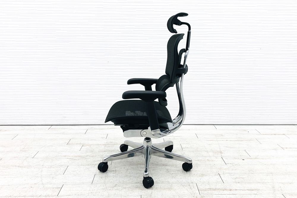 【未使用品】 自社保証有 エルゴヒューマンプロ2 中古 ヘッドレスト付き ergohuman PRO2 HIGH Type 中古オフィス家具 BKフレーム ブラックの画像