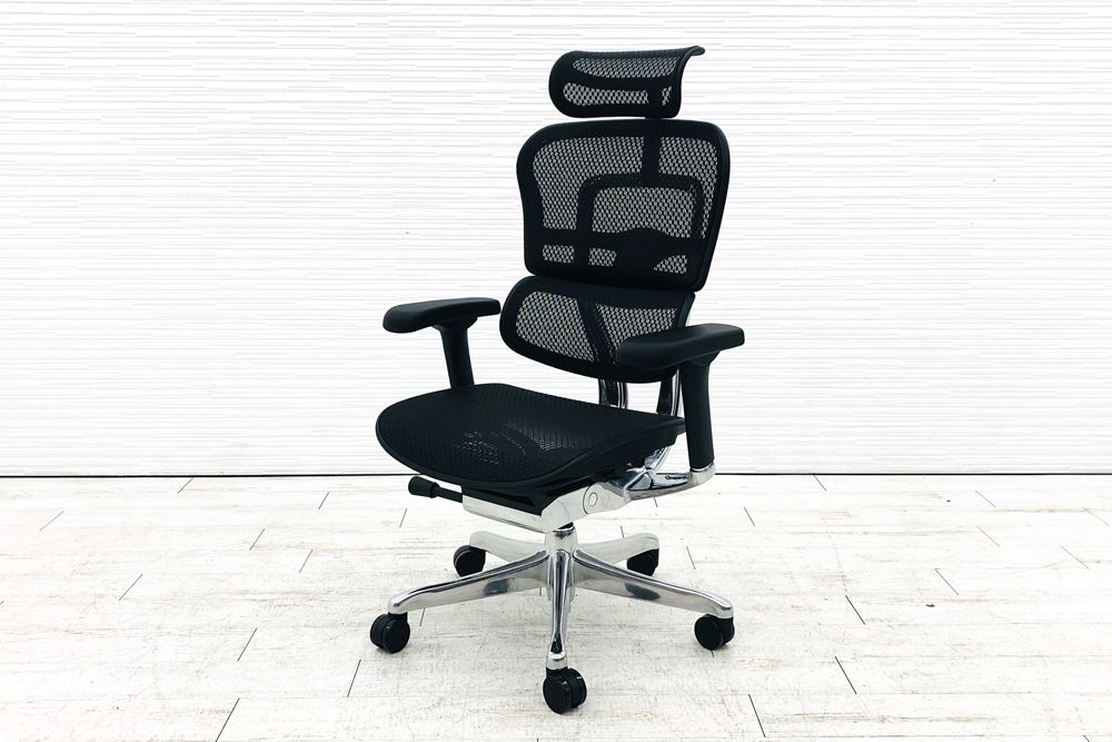 【未使用品】 自社保証有 エルゴヒューマンプロ2 中古 ヘッドレスト付き ergohuman PRO2 HIGH Type 中古オフィス家具 BKフレーム ブラックの画像