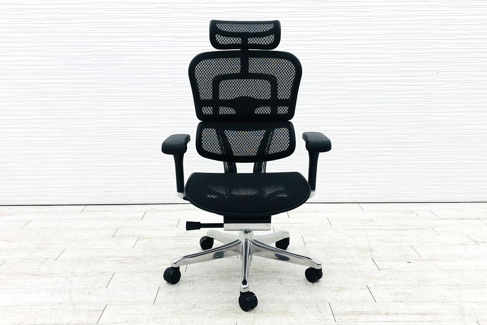 【未使用品】 自社保証有 エルゴヒューマンプロ2 中古 ヘッドレスト付き ergohuman PRO2 HIGH Type 中古オフィス家具 BKフレーム ブラックの画像