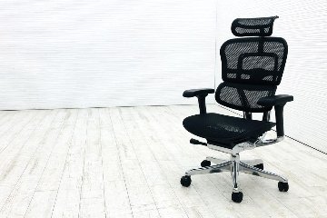 【未使用品】 自社保証有 エルゴヒューマンプロ2 中古 ヘッドレスト付き ergohuman PRO2 HIGH Type 中古オフィス家具 BKフレーム ブラックの画像