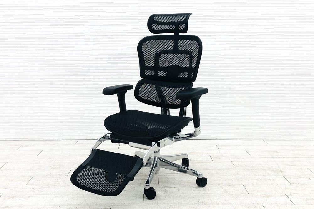 【未使用品】 自社保証有 エルゴヒューマンプロ2 オットマン 中古 ヘッドレスト付き ergohuman PRO2 Ottoman 中古オフィス家具 BKフレーム ブラックの画像