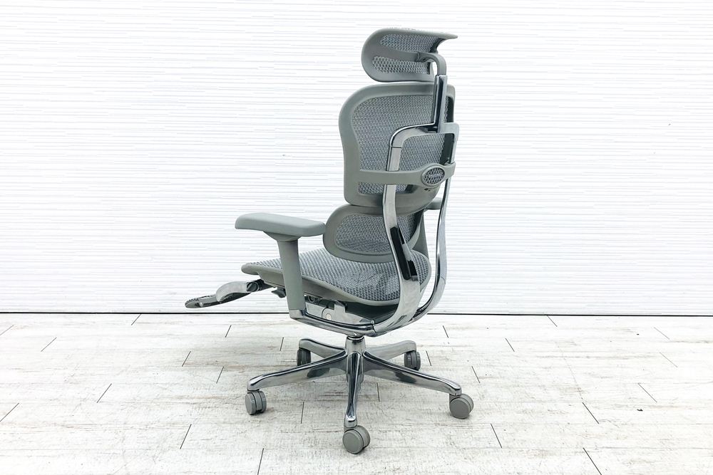 【未使用品】 自社保証有 エルゴヒューマンプロ2 オットマン 中古 ヘッドレスト付き ergohuman PRO2 Ottoman 中古オフィス家具 GYフレーム ホワイトメッシュの画像