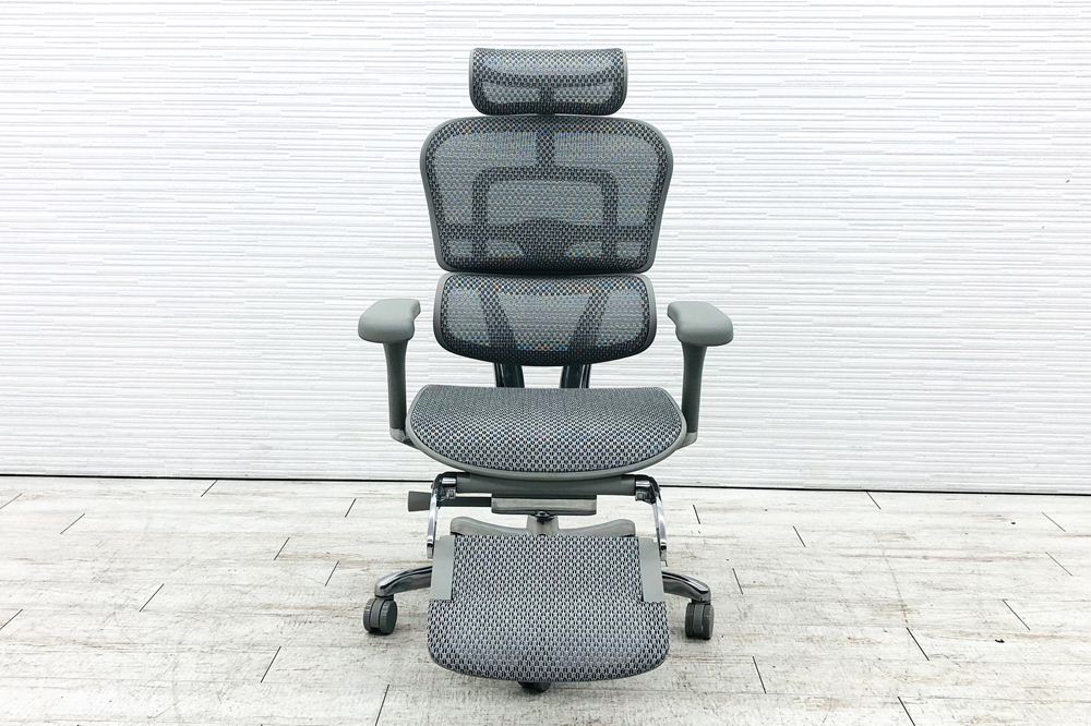 【未使用品】 自社保証有 エルゴヒューマンプロ2 オットマン 中古 ヘッドレスト付き ergohuman PRO2 Ottoman 中古オフィス家具 GYフレーム ホワイトメッシュの画像
