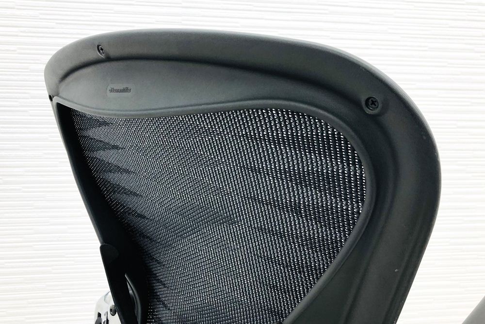 アーロンチェア タキシードメッシュ 中古 Bサイズ フル装備 ハーマンミラー Herman Miller 中古オフィス家具 肘レバー アルミ脚の画像