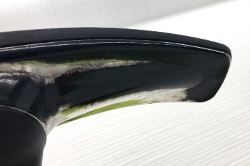 バロンチェア 中古 オカムラ Baron 可動肘 ハイバック ポリッシュフレーム 中古オフィス家具 メッシュ ライムグリーンの画像