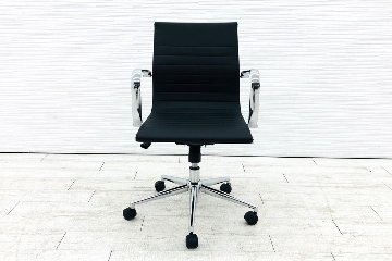 【リプロダクトチェア】 アルミナムチェア 複製品 中古 レザータイプ 中古オフィス家具 ミーティングチェアの画像