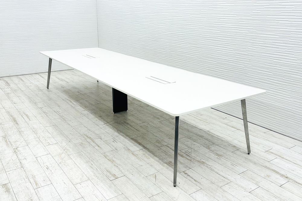 ウチダ レムナ 大型会議テーブル 中古 ミーティングテーブル 大型会議机 中古オフィス家具 ホワイト 4000/1200/720の画像