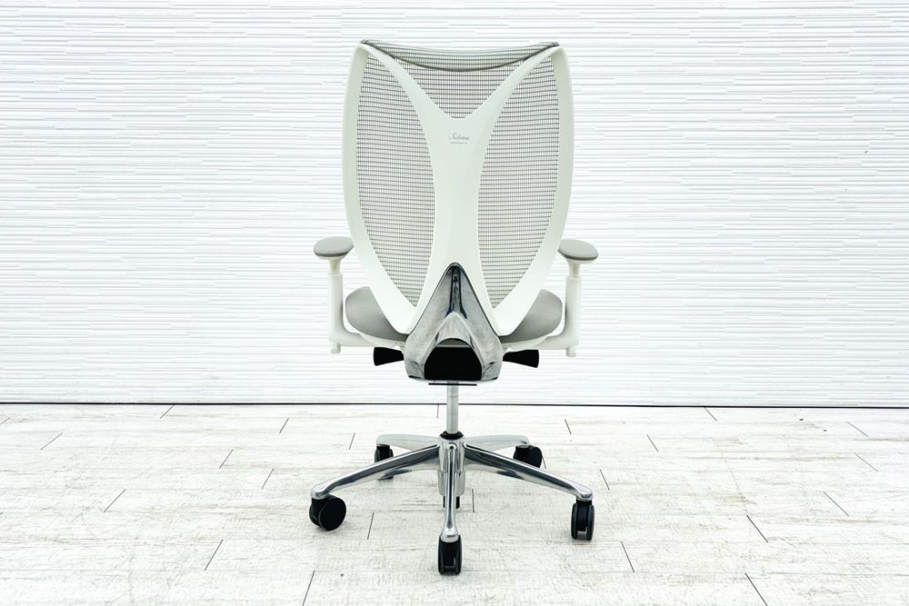 オカムラ サブリナチェア 中古 2014年製 ハイバック 可動肘 中古オフィス家具 アジャストアーム OKAMURA Sabrina ライトグレーの画像