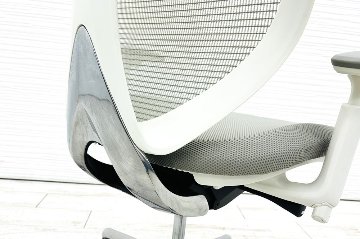 オカムラ サブリナチェア 中古 2014年製 ハイバック 可動肘 中古オフィス家具 アジャストアーム OKAMURA Sabrina ライトグレーの画像