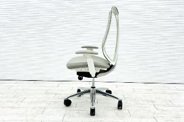 オカムラ サブリナチェア 中古 2014年製 ハイバック 可動肘 中古オフィス家具 アジャストアーム OKAMURA Sabrina ライトグレーの画像