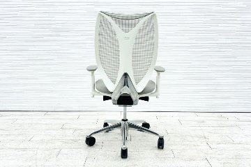 オカムラ サブリナチェア 中古 2014年製 ハイバック 可動肘 中古オフィス家具 アジャストアーム OKAMURA Sabrina ライトグレーの画像