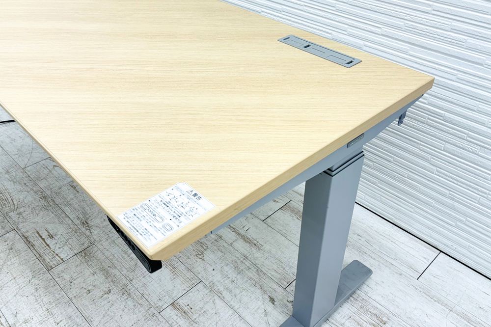 オカムラ スイフト 電動昇降デスク 中古 L型デスク 1550×1550 L字デスク Ｌ字机 昇降机 中古オフィス家具 上下昇降机の画像
