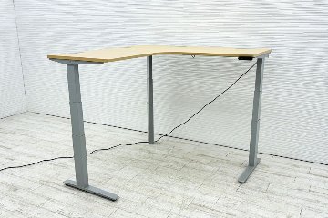 オカムラ スイフト 電動昇降デスク 中古 L型デスク 1550×1550 L字デスク Ｌ字机 昇降机 中古オフィス家具 上下昇降机の画像