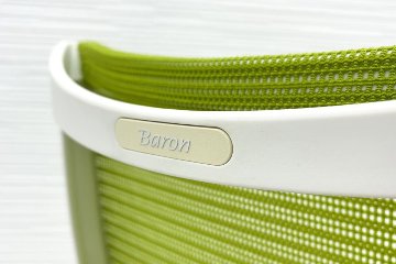 オカムラ バロンチェア 2017年製 中古 OKAMURA Baron 肘無 ハイバック 中古オフィス家具 座クッション ライムグリーンの画像