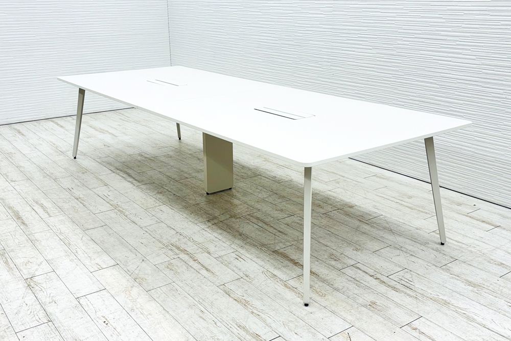 ウチダ レムナ 大型会議テーブル 中古 ミーティングテーブル 大型会議机 中古オフィス家具 ホワイト 3200/1200/720の画像