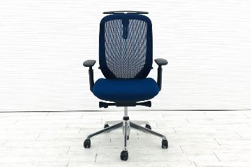 オカムラ シルフィーチェア 中古 2016年製 ハイバックメッシュ 可動肘 OKAMURA Sylphy 中古オフィス家具 ミディアムブルーの画像