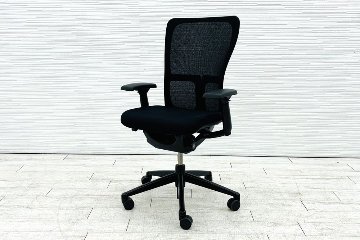 ヘイワース ゾディチェア 中古 HAWORTH ゾディ 上下可動肘 中古オフィス家具 ブラック系の画像
