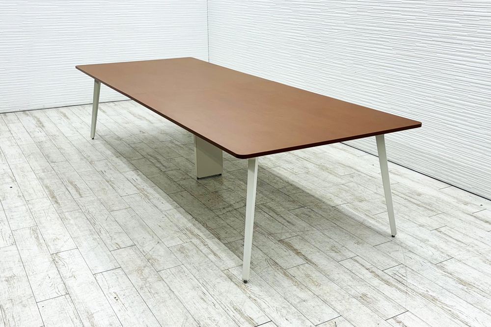ウチダ レムナ 大型会議テーブル 中古 ミーティングテーブル 大型会議机 中古オフィス家具 ブラウン 木目 3200/1200/720の画像