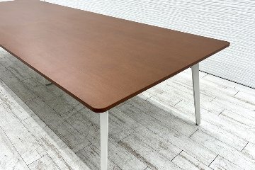 ウチダ レムナ 大型会議テーブル 中古 ミーティングテーブル 大型会議机 中古オフィス家具 ブラウン 木目 3200/1200/720の画像