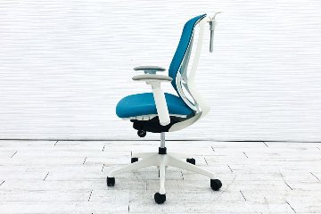 オカムラ シルフィーチェア 中古 2017年製 ハイバック 可動肘 Sylphy 中古オフィス家具 C685XW ブルーグリーンの画像