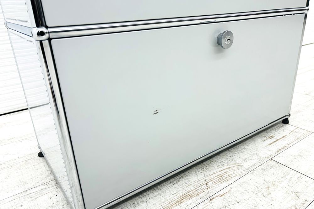 USM Haller USMハラー 中古 1列3段 ドロップダウン エクステンション 中古オフィス家具 ライトグレー 770/375/1100 両側パンチング 鍵無の画像