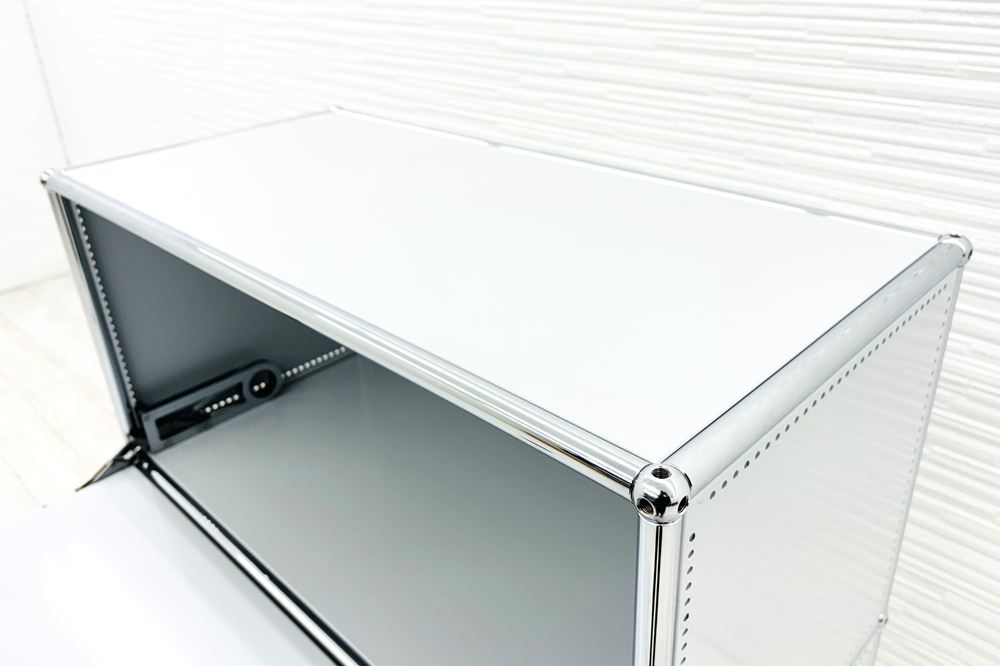 USM Haller USMハラー 中古 1列3段 ドロップダウン エクステンション 中古オフィス家具 ライトグレー 770/375/1100 両側パンチング 鍵無の画像