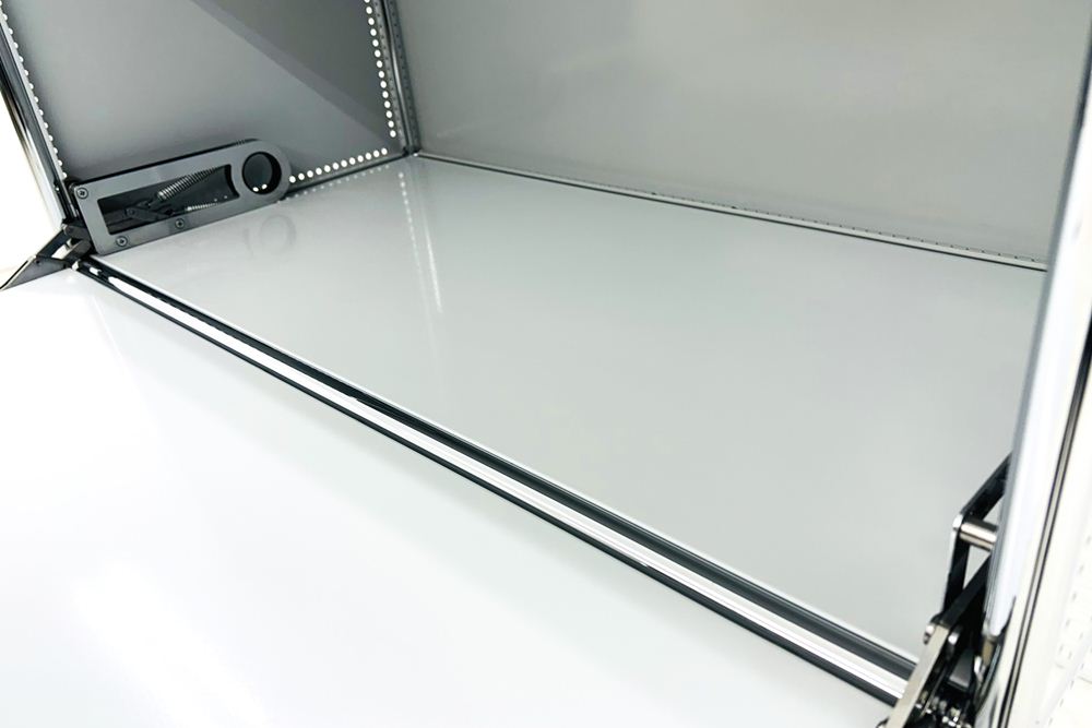 USM Haller USMハラー 中古 1列3段 ドロップダウン エクステンション 中古オフィス家具 ライトグレー 770/375/1100 両側パンチング 鍵無の画像