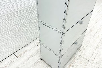 USM Haller USMハラー 中古 1列3段 ドロップダウン エクステンション 中古オフィス家具 ライトグレー 770/375/1100 両側パンチング 鍵無の画像